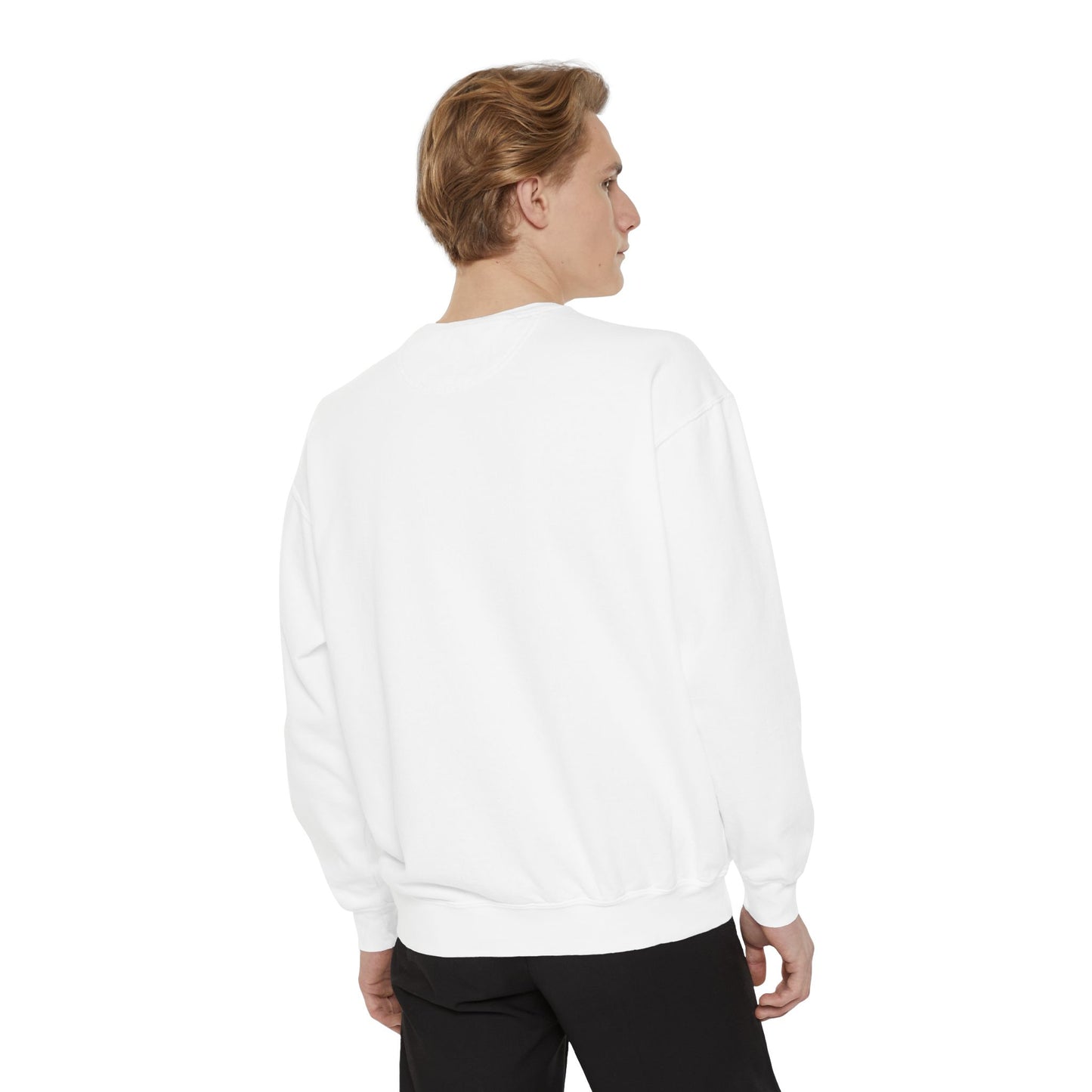 Sweatshirt — "LOOKING FOR A MAN written by a woman" Minimal Text Pullover