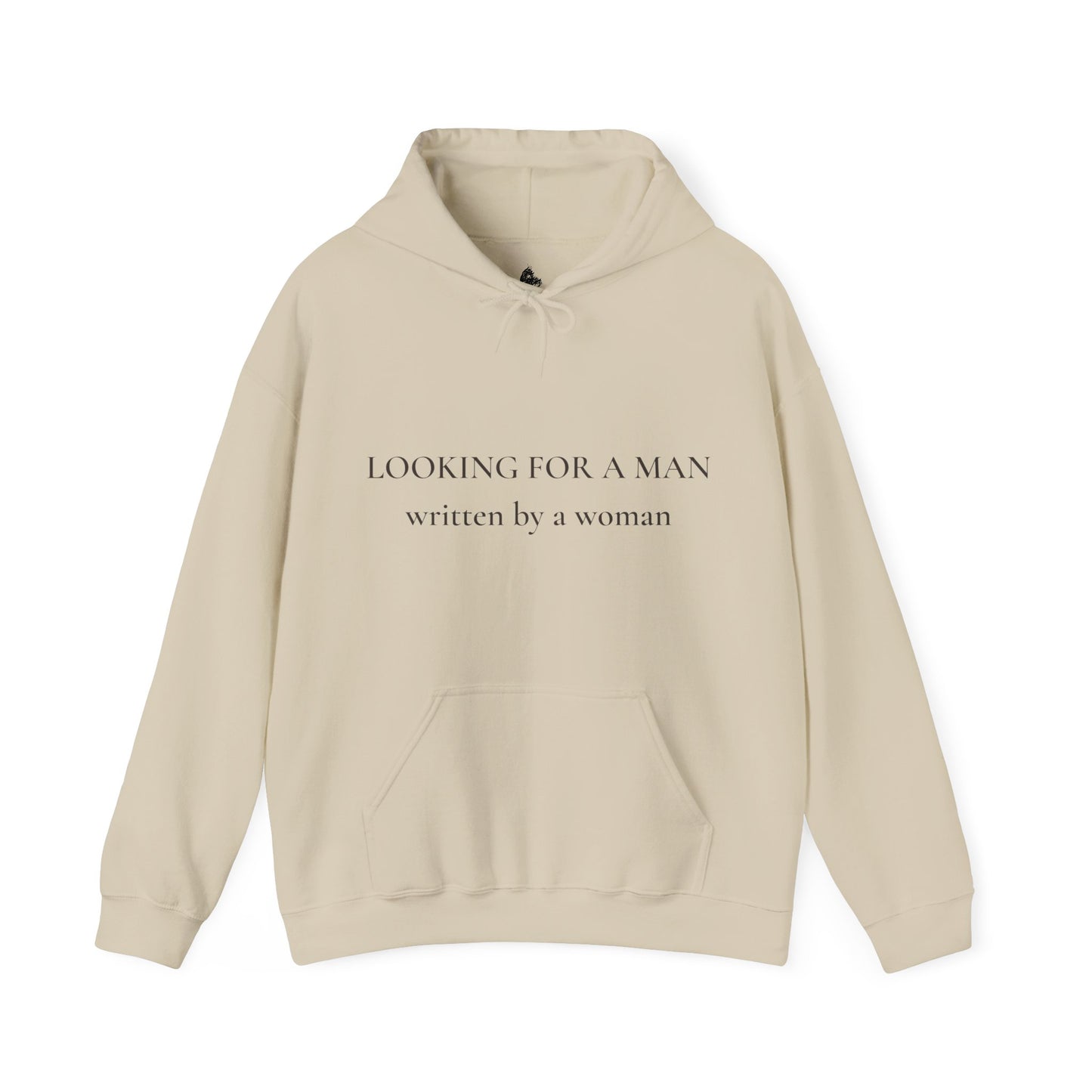 Hoodie — "Looking For A Man" Written By A Woman Minimalist Pullover